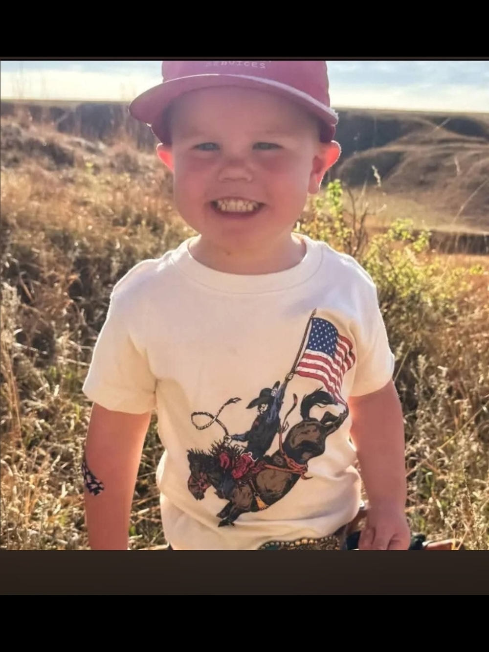 Kids American Flag Rodeo Graphic Tee - White